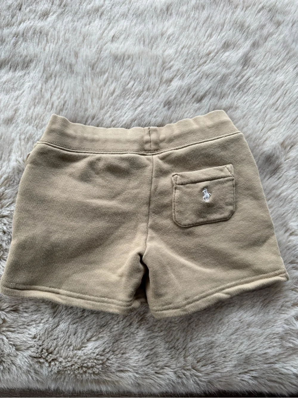 Ralph Lauren Tan Drawstring Fleece Shorts with White Logo